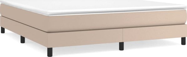 vidaXL Κοντινένταλ κρεβάτι cappuccino 160x200 cm με επένδυση από τεχνητό δέρμα
