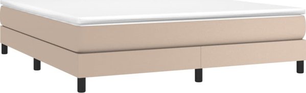 vidaXL Κοντινένταλ κρεβάτι cappuccino 160x200 cm με επένδυση από τεχνητό δέρμα