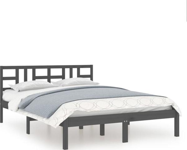 vidaXL Κρεβατοκάμαρα, γκρι, από μασίφ ξύλο, 200 x 200 cm