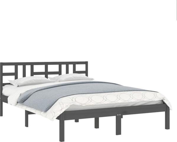 vidaXL Κρεβατοκάμαρα, γκρι, από μασίφ ξύλο, 200 x 200 cm