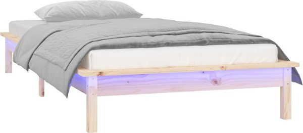 vidaXL Rama κρεβατιού με LED, 100x200 cm, μασίφ ξύλο