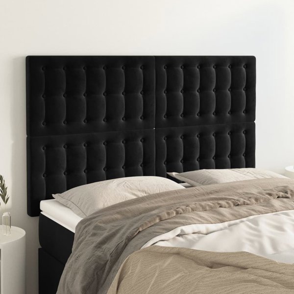 vidaXL Zaglowki do lozka, 4 szt., czarne, 72x5x78/88 cm, aksamit