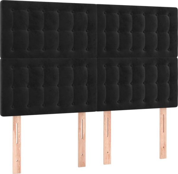 vidaXL Zaglowki do lozka, 4 szt., czarne, 72x5x78/88 cm, aksamit