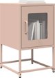 vidaXL Ροζ κομοδίνο 36x39x60,5 cm, ψυχρής έλασης χάλυβας