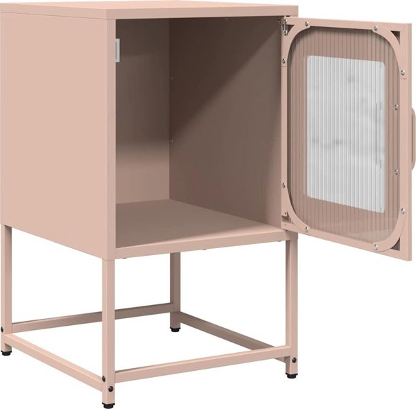 vidaXL Ροζ κομοδίνο 36x39x60,5 cm, ψυχρής έλασης χάλυβας