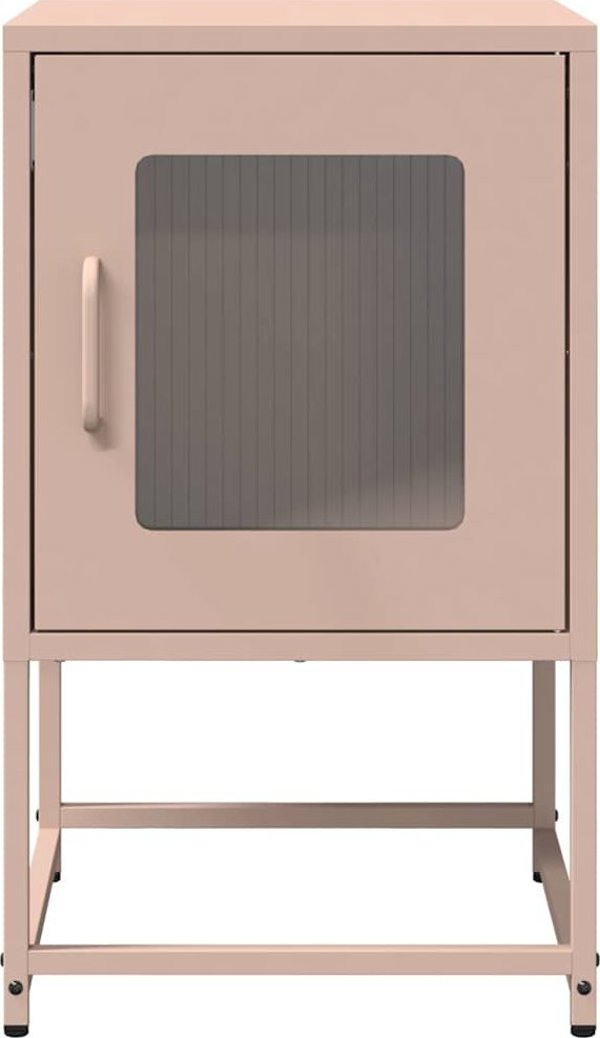vidaXL Ροζ κομοδίνο 36x39x60,5 cm, ψυχρής έλασης χάλυβας