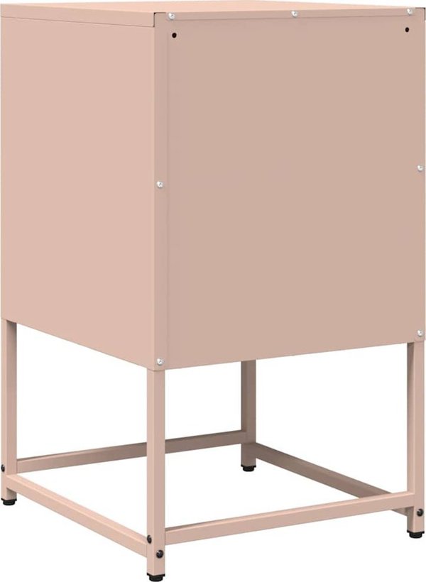 vidaXL Ροζ κομοδίνο 36x39x60,5 cm, ψυχρής έλασης χάλυβας