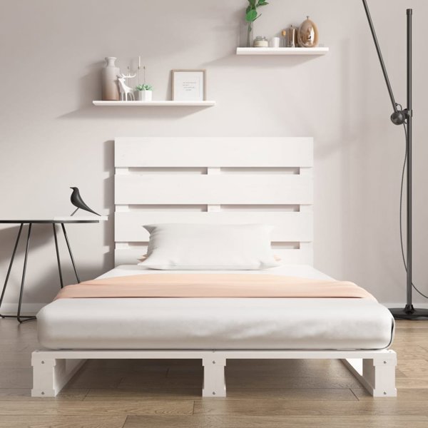 vidaXL Rama lozka, biala, 75x190 cm, lite drewno sosnowe, pojedyncza