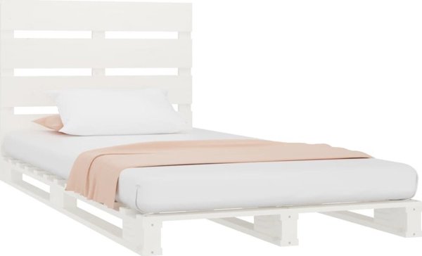 vidaXL Rama lozka, biala, 75x190 cm, lite drewno sosnowe, pojedyncza