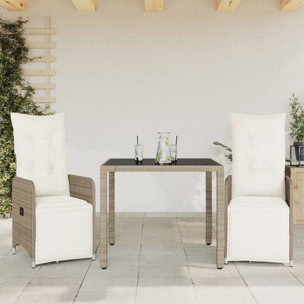 vidaXL Σετ 3 τεμαχίων κήπου bistro, καφέ, πολυρατάν