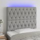 vidaXL Κεφαλάρι κρεβατιού με LED, ανοιχτό γκρι, 100x7x118/128 εκ., ύφασμα