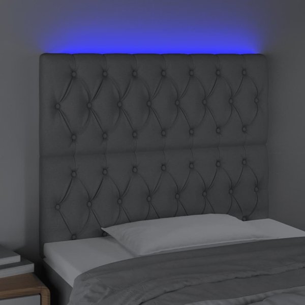 vidaXL Κεφαλάρι κρεβατιού με LED, ανοιχτό γκρι, 100x7x118/128 εκ., ύφασμα