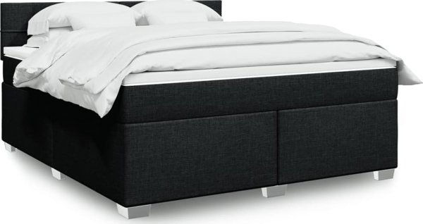 vidaXL Κρεβάτι continental με στρώμα, μαύρο, ύφασμα 180x200 cm