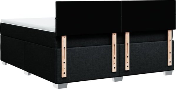 vidaXL Κρεβάτι continental με στρώμα, μαύρο, ύφασμα 180x200 cm