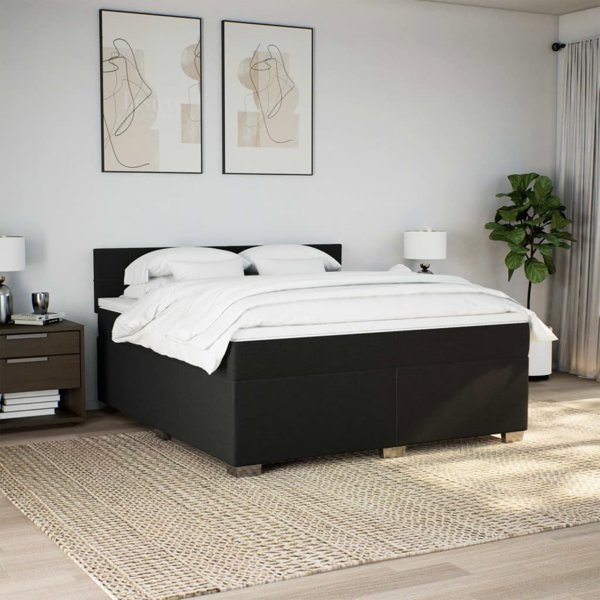 vidaXL Κρεβάτι continental με στρώμα, μαύρο, ύφασμα 180x200 cm
