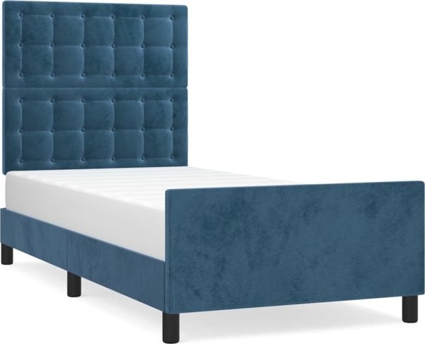 vidaXL Rama λίστας με κεφαλάρι, σκούρο μπλε, 100x200 εκ., βελούδινη