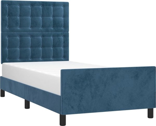 vidaXL Rama λίστας με κεφαλάρι, σκούρο μπλε, 100x200 εκ., βελούδινη