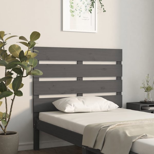 vidaXL Κεφαλάρι κρεβατιού, γκρι, 100x3x80 εκ, μασίφ πεύκο