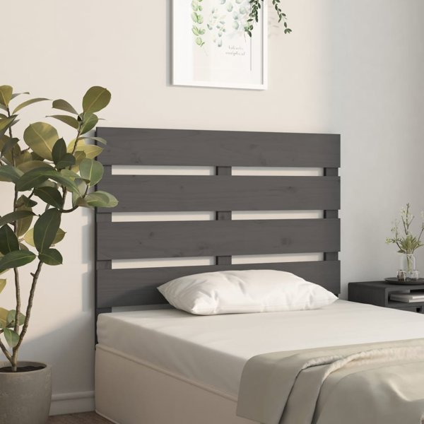 vidaXL Κεφαλάρι κρεβατιού, γκρι, 100x3x80 εκ, μασίφ πεύκο