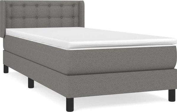 vidaXL Κρεβάτι κοκτινεντάλ με στρώμα, σκουρόχρωμο γκρι ύφασμα, 80x200 εκ