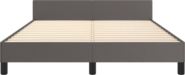 vidaXL Rama κρεβατιού με κεφαλάρι, γκρι, 140x190 cm, συνθετικό δέρμα