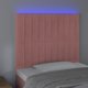 vidaXL Zaglowek do lozka z LED, rozowy, 90x5x118/128 cm, aksamit