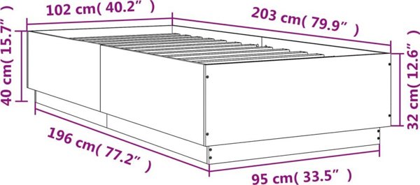 vidaXL Κορμός κρεβατιού, γκρι δρυς σόνομα, 100x200 εκ., υλικό ξυλείας