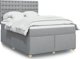 vidaXL Κρεβάτι continental με στρώμα, ανοιχτογκρι ύφασμα, 140x190 εκ.