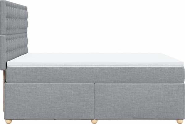 vidaXL Κρεβάτι continental με στρώμα, ανοιχτογκρι ύφασμα, 140x190 εκ.
