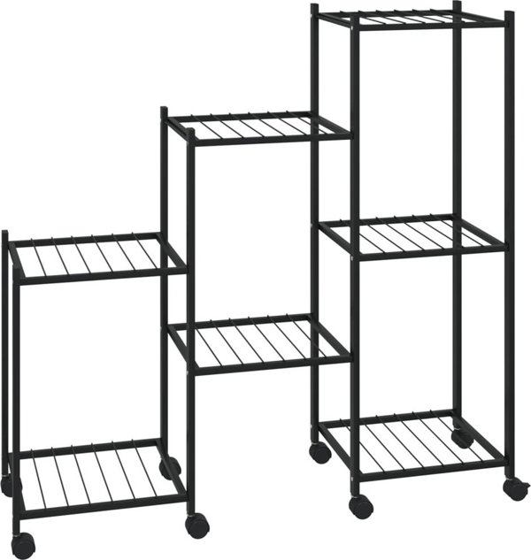 vidaXL Kwietnik z kolkami, 83x25x83,5 cm, czarny, zelazny