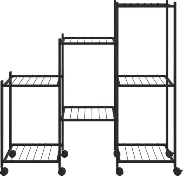 vidaXL Kwietnik z kolkami, 83x25x83,5 cm, czarny, zelazny