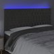 vidaXL Κεφαλάρι κρεβατιού με LED, σκούρο γκρι, 200x7x118/128 cm, βελούδο