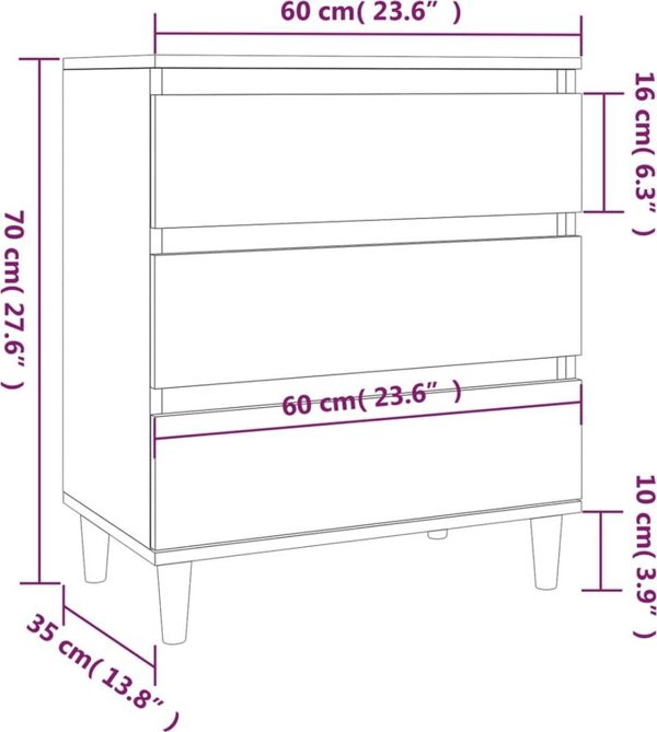 vidaXL Κομότα γκρι βελανιδιά σονόμα 60x35x70 cm από ξύλινο υλικό