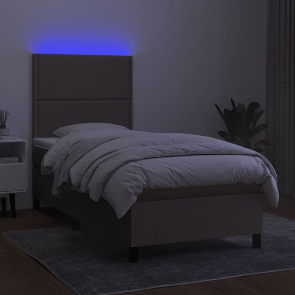 vidaXL Κρεβάτι κοντινενταλ με στρώμα, taupe, 90x190 cm, υφασμάτινο