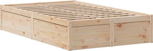 vidaXL Ξύλινο πλαίσιο κρεβατιού 135x190 εκ, από μασίφ πεύκο
