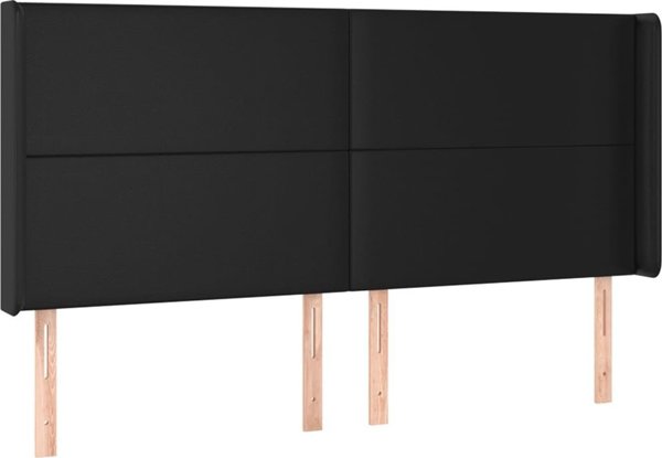 vidaXL Zaglowek uszak, μαύρο, 183x16x118/128 εκ., συνθετικό δέρμα