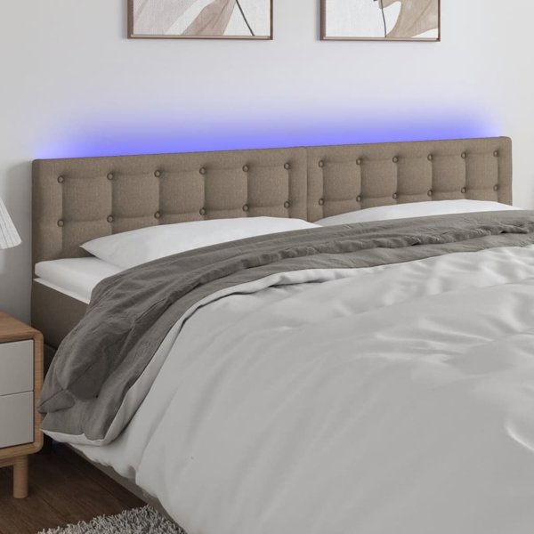 vidaXL Κεφαλάρι κρεβατιού με LED, ταουπ, 180x5x78/88 εκ, ύφασμα
