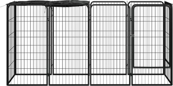 vidaXL vidaXL Kojec dla psa, 10 paneli, czarny, 50x100 cm, stal