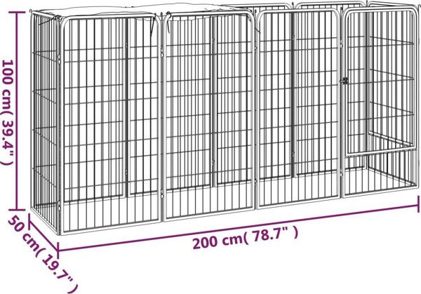 vidaXL vidaXL Kojec dla psa, 10 paneli, czarny, 50x100 cm, stal