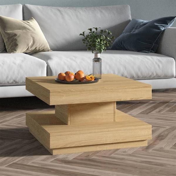 vidaXL Τραπεζάκι καφενείου, ανοιχτό καφέ, 60x60x35 cm, MDF