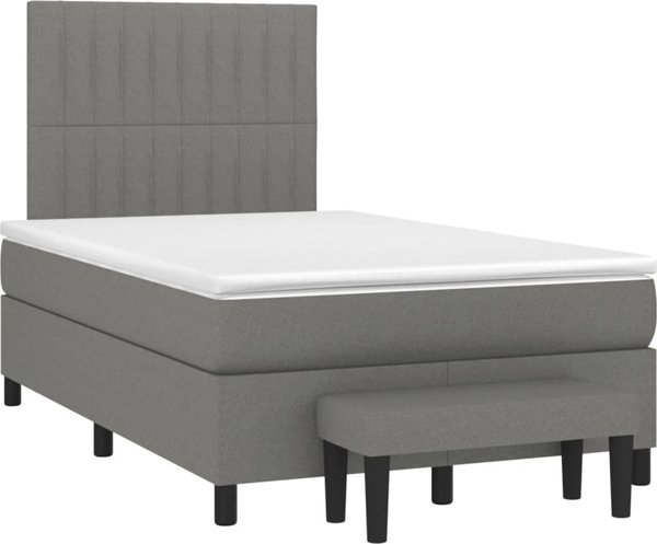 vidaXL Κρεβάτι continental με στρώμα, σκουρογκρι ύφασμα 120x200 εκ.