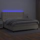 vidaXL Kρεβάτι κοντινεντάλ με LED, στρώμα, κρεμ, δερματίνη 200x200cm