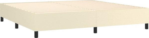 vidaXL Kρεβάτι κοντινεντάλ με LED, στρώμα, κρεμ, δερματίνη 200x200cm