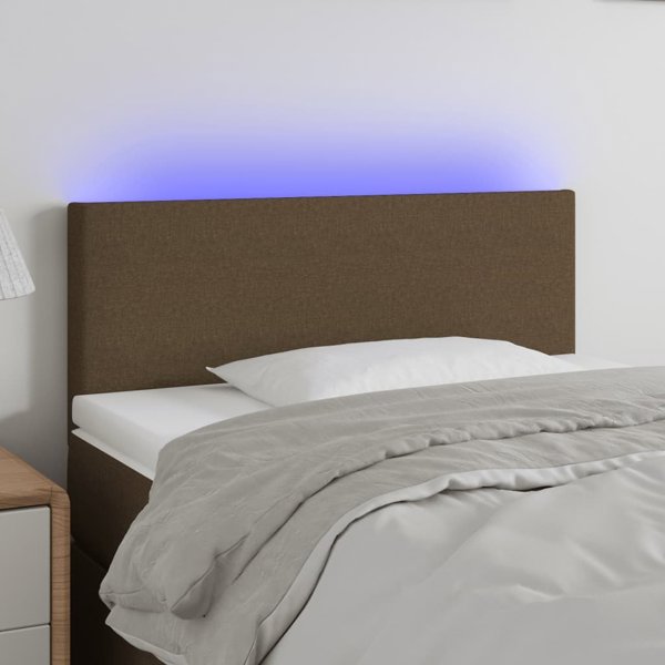 vidaXL Zaglowek do lozka me to LED, ciemnobrazowy, 90x5x78/88 cm, tkanina