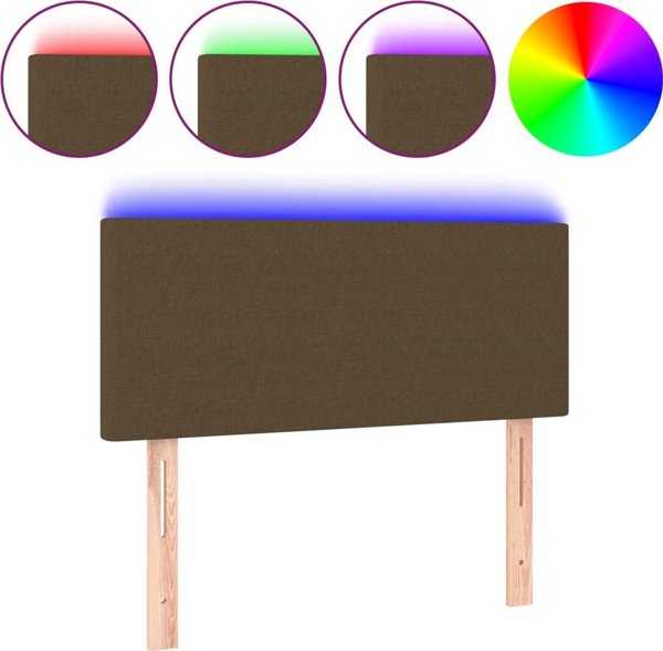 vidaXL Zaglowek do lozka me to LED, ciemnobrazowy, 90x5x78/88 cm, tkanina