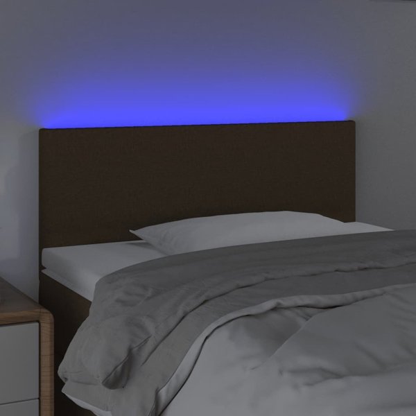 vidaXL Zaglowek do lozka me to LED, ciemnobrazowy, 90x5x78/88 cm, tkanina
