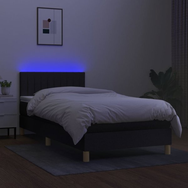 vidaXL Λειτουργικό κρεβάτι με στρώμα, μαύρο, 90x200 cm, ύφασμα