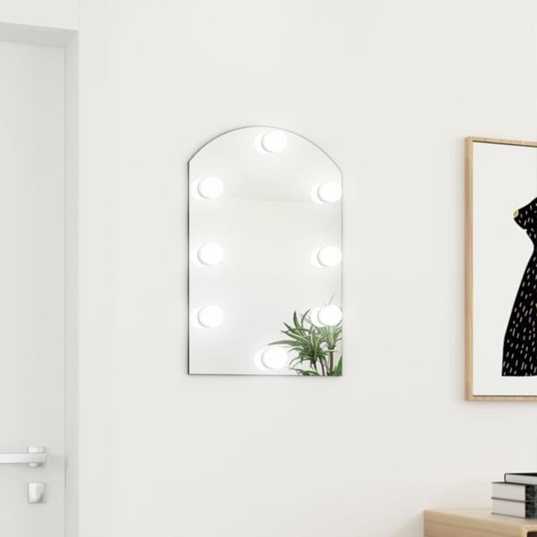 vidaXL Καθρέφτης με φωτισμό LED, 90x45 cm, γυάλινος, με καμπύλη