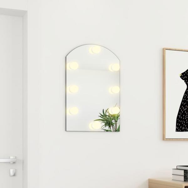 vidaXL Καθρέφτης με φωτισμό LED, 90x45 cm, γυάλινος, με καμπύλη