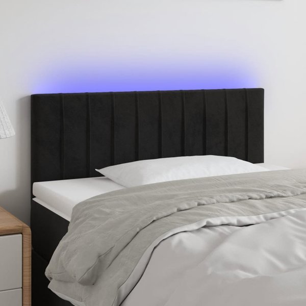 vidaXL Κεφαλάρι Κρεβατιού με LED, Μαύρο, 90x5x78/88 cm, Βελούδο